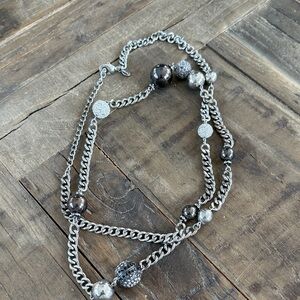 Chicos Silver and Black Beaded Necklace